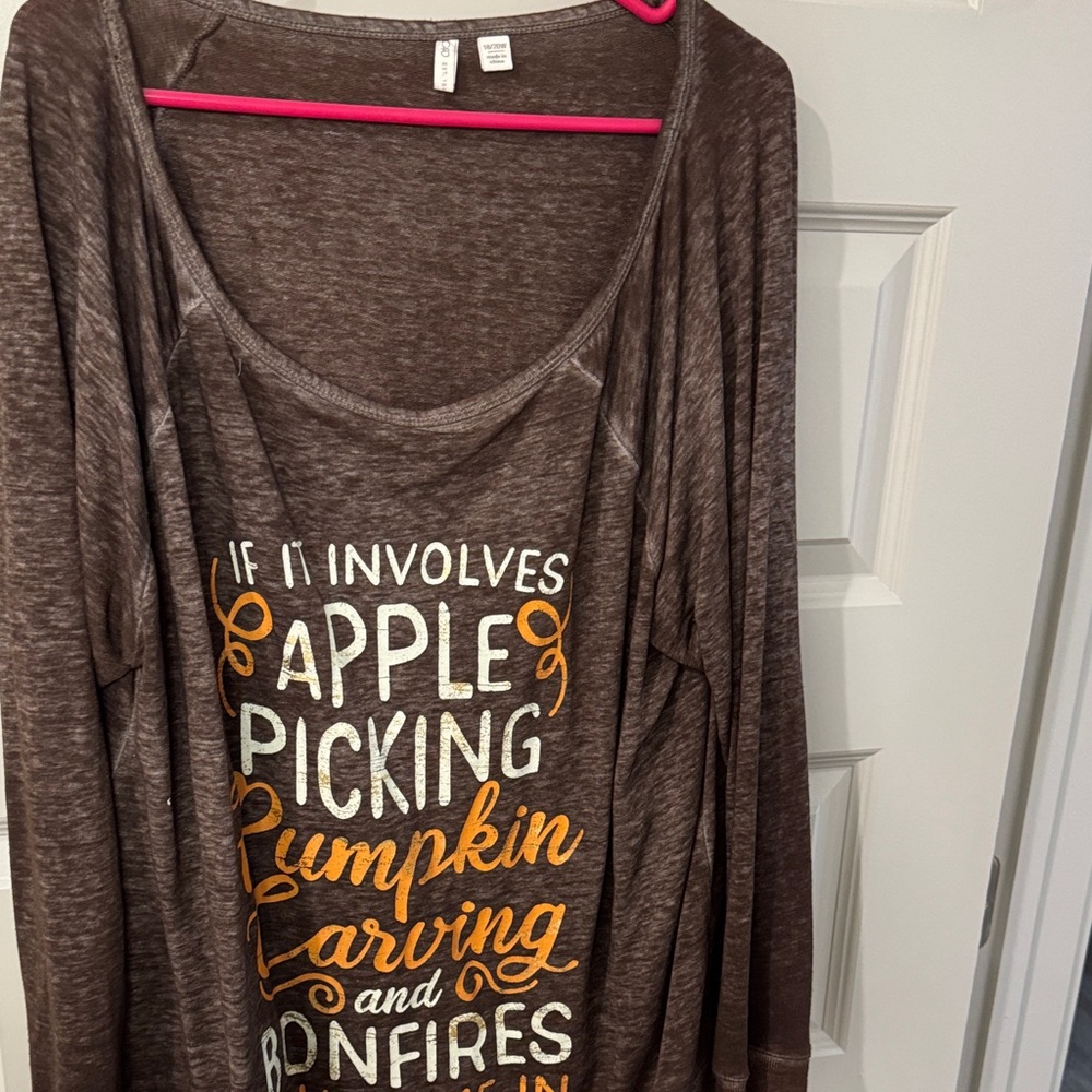 Cato Brown Sweatshirt with Fall Print